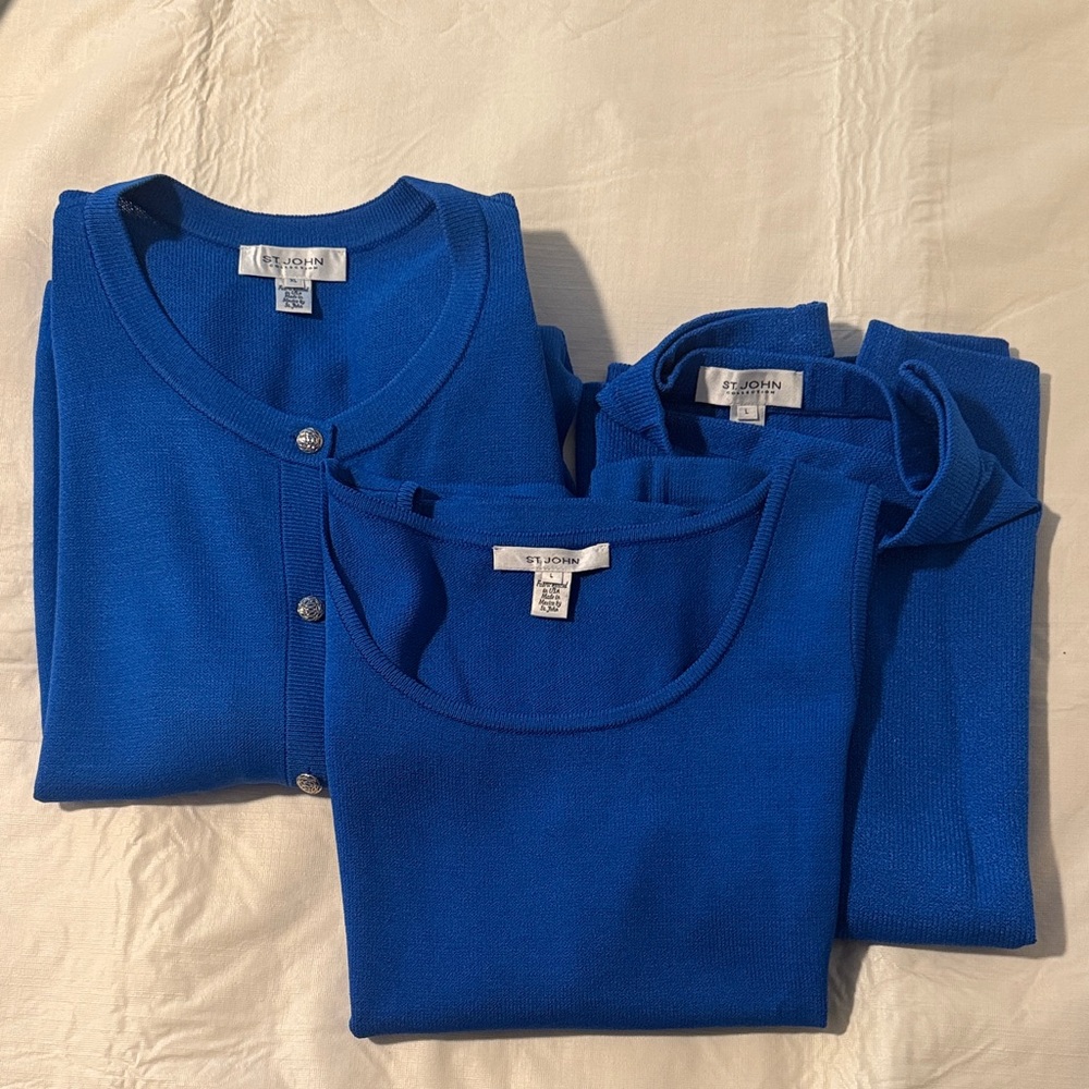 St. John Vibrant Blue Knit Ensemble